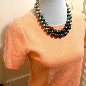 Ann Taylor Factory NWOT Women's Small Short Sleeve Peach Sweater w/ Side Buttons
